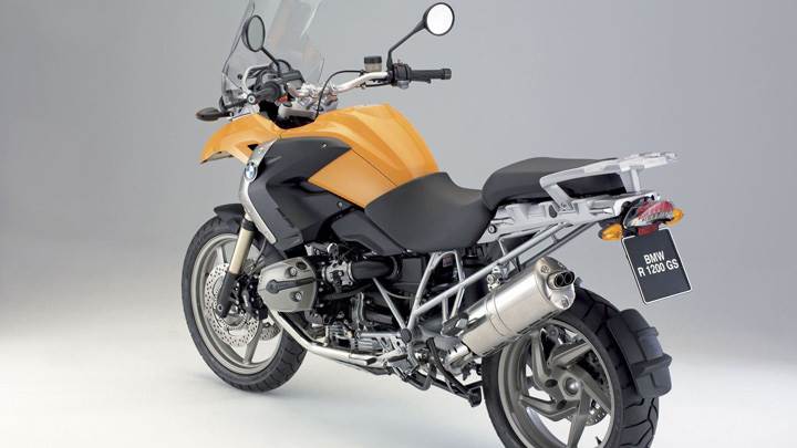 BMW R1200 GS In Yellow Side Back Pose